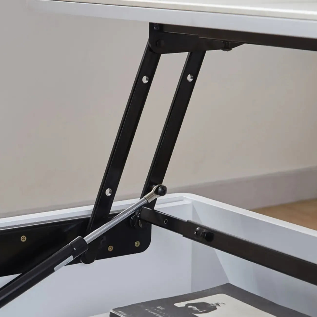 4-Legs Modern Wood White Lift-top Coffee Table with Storage