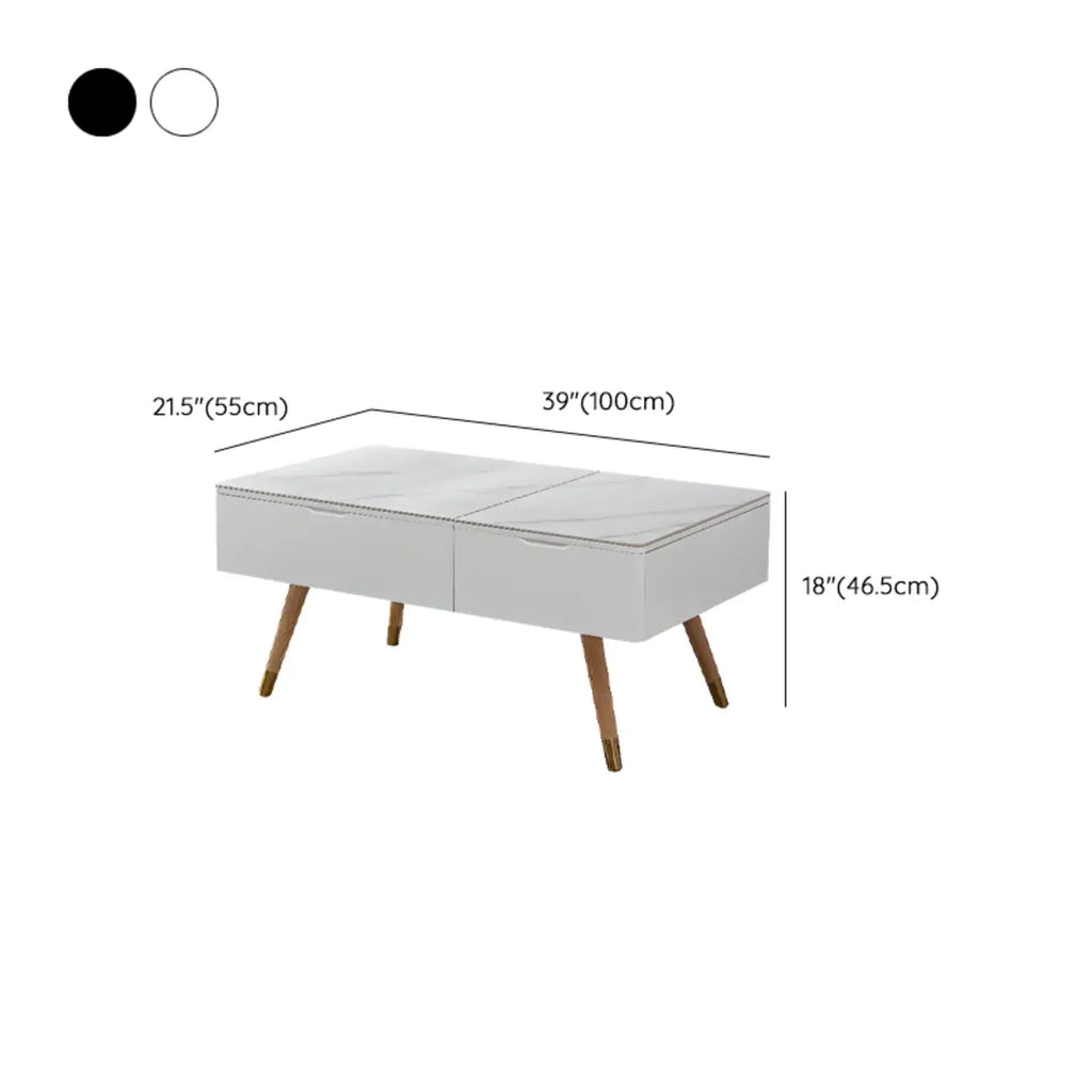 4-Legs Modern Wood White Lift-top Coffee Table with Storage