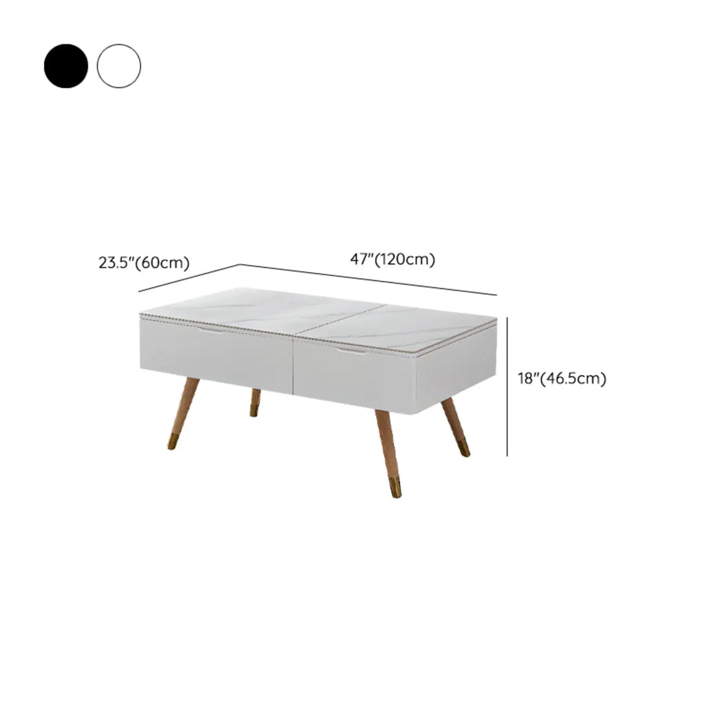 4-Legs Modern Wood White Lift-top Coffee Table with Storage