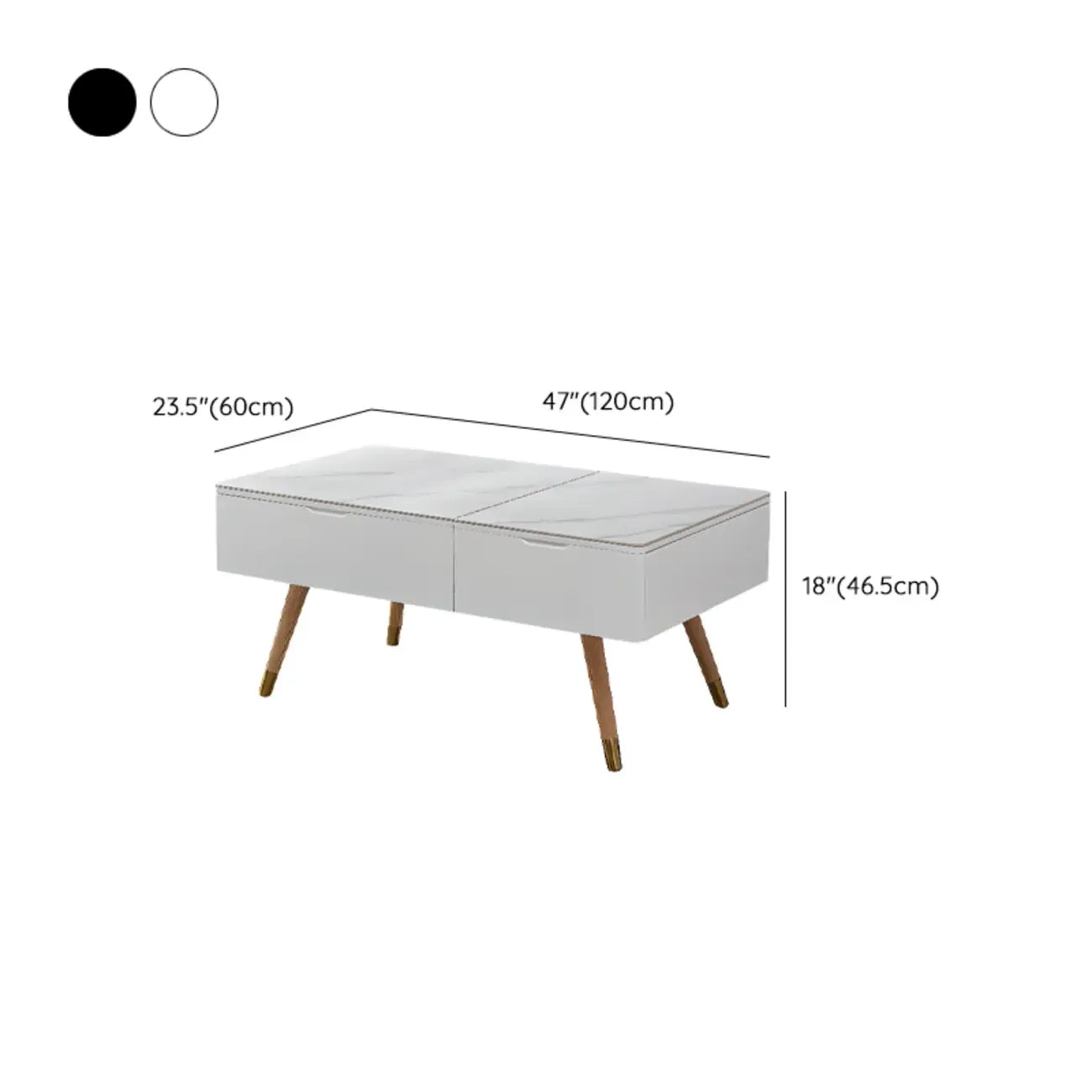 4-Legs Modern Wood White Lift-top Coffee Table with Storage