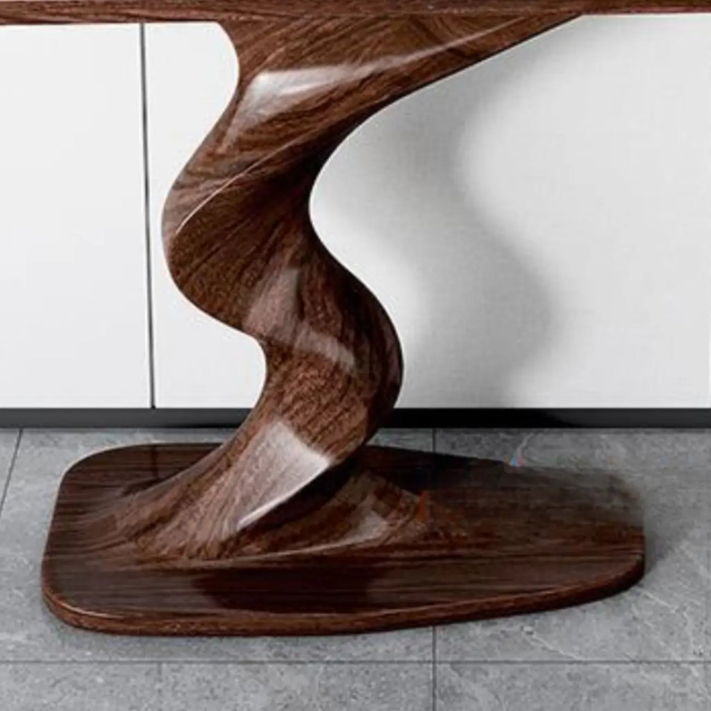 Modern Ash Wood Console Table with Sculptural Base