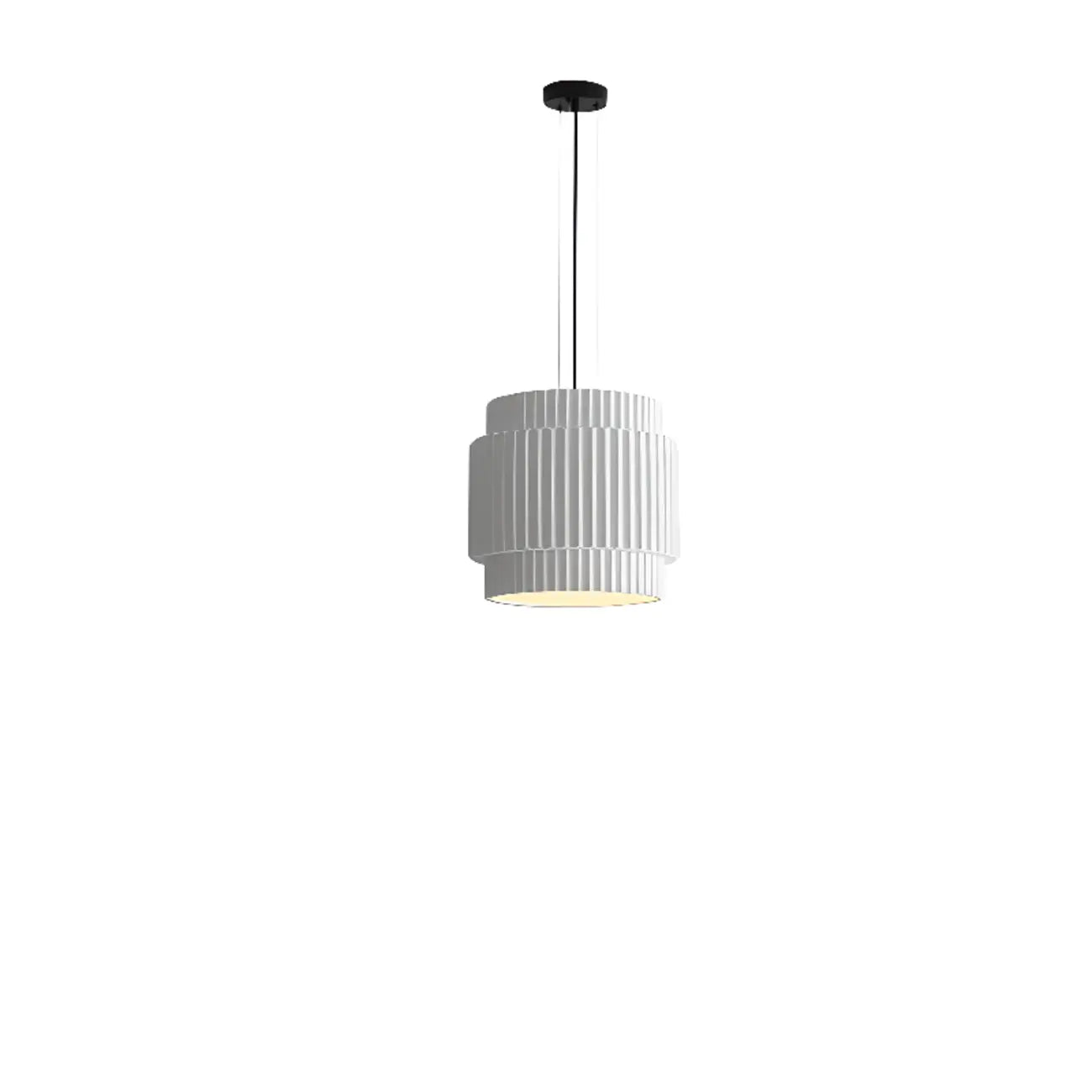 Modern White Stripe Cylinder Resin Pendant Light for Living Room