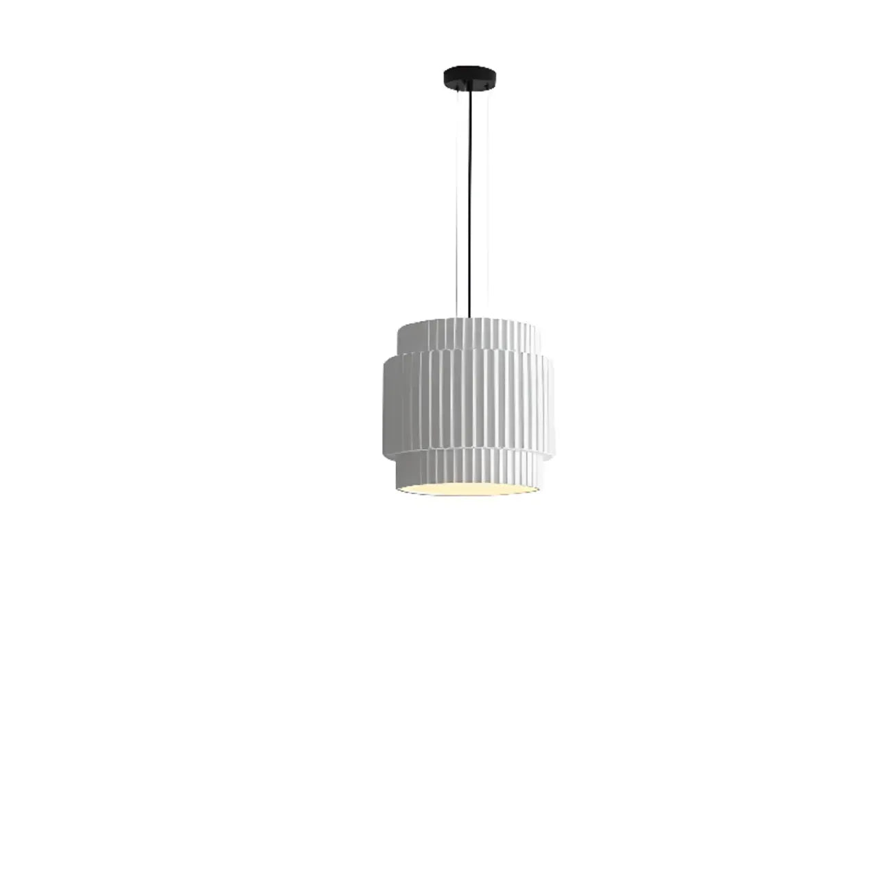 Modern White Stripe Cylinder Resin Pendant Light for Living Room