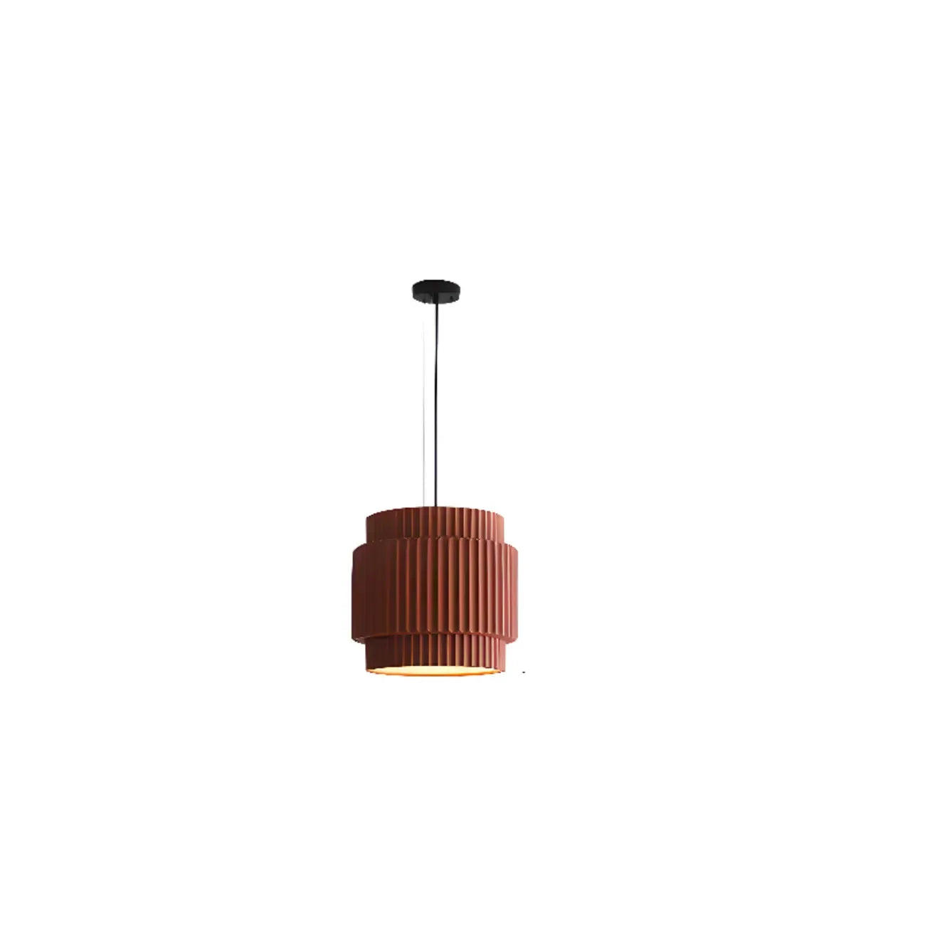 Modern White Stripe Cylinder Resin Pendant Light for Living Room