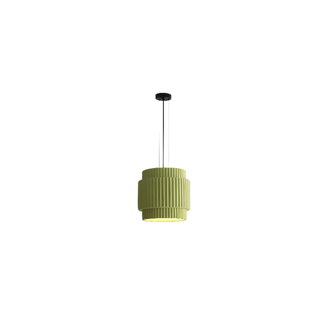 Modern White Stripe Cylinder Resin Pendant Light for Living Room