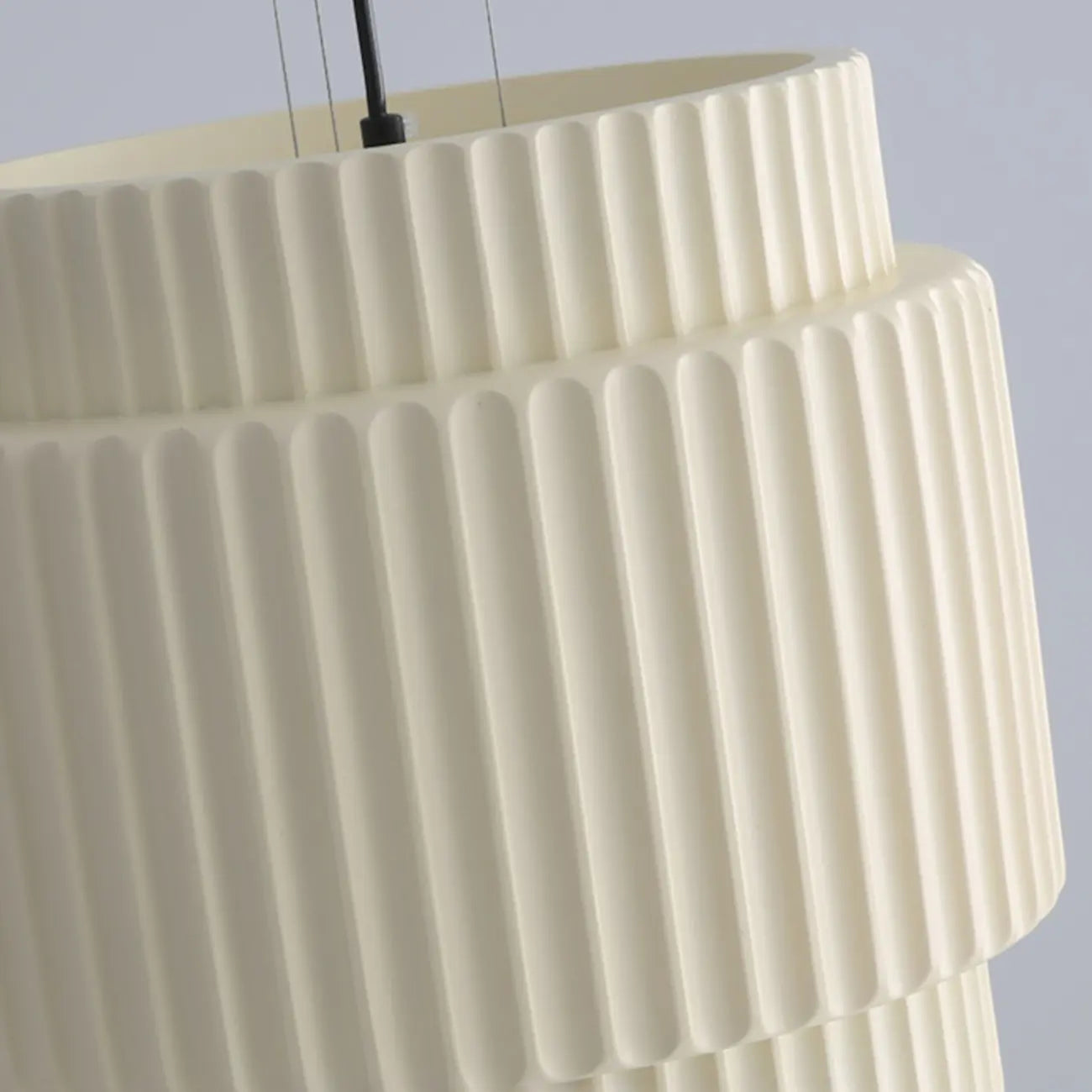 Modern White Stripe Cylinder Resin Pendant Light for Living Room