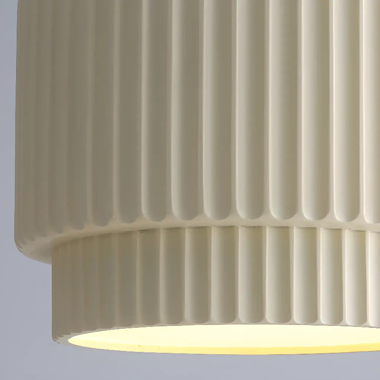 Modern White Stripe Cylinder Resin Pendant Light for Living Room