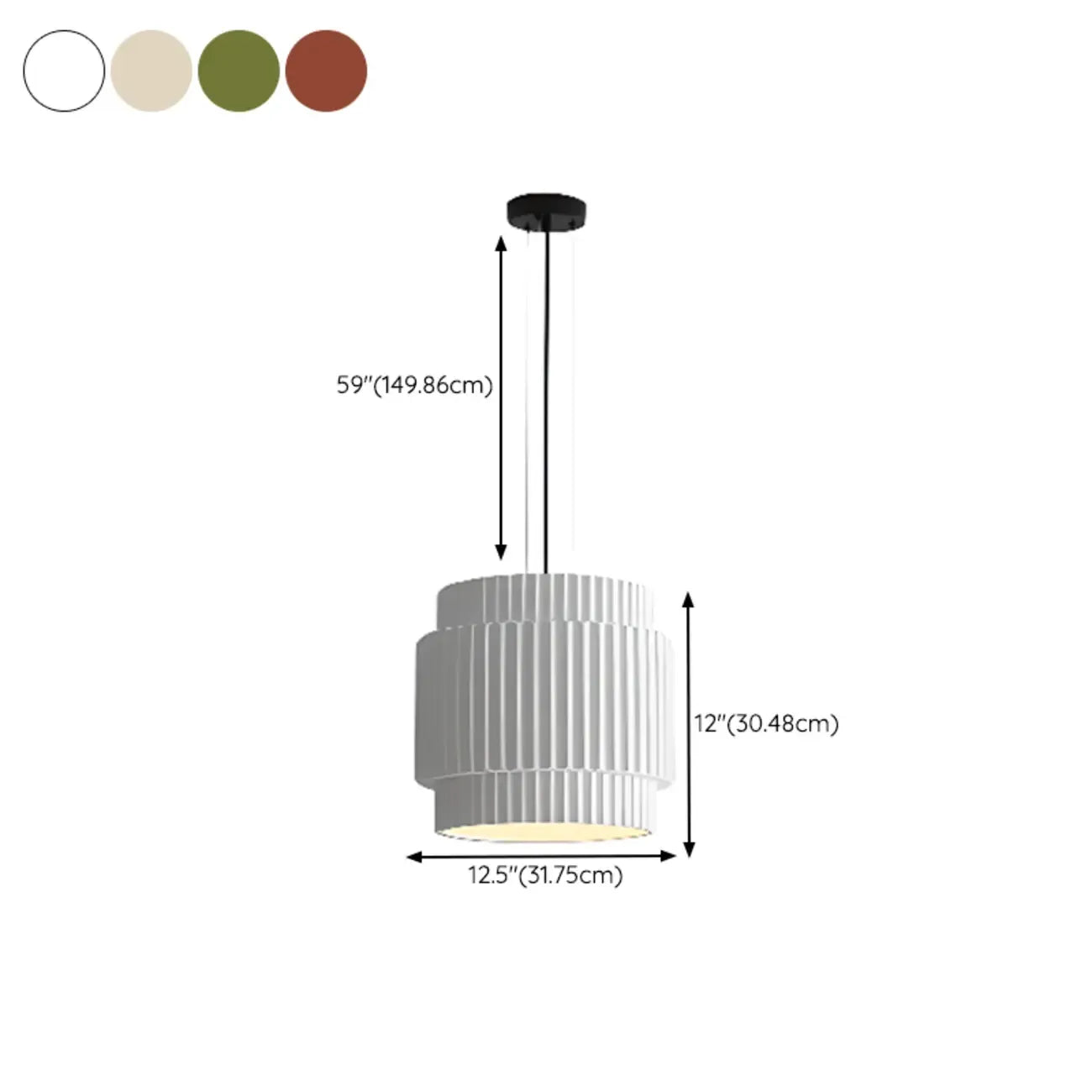 Modern White Stripe Cylinder Resin Pendant Light for Living Room