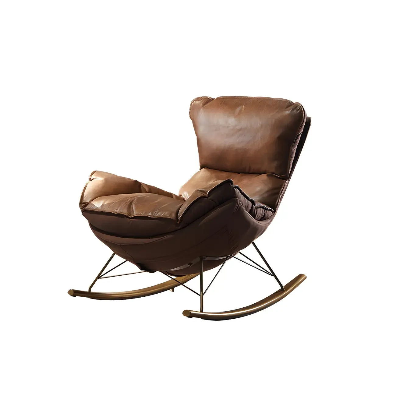 Brown Modern Upholstered Rocking Chair with Ottoman for Indoor