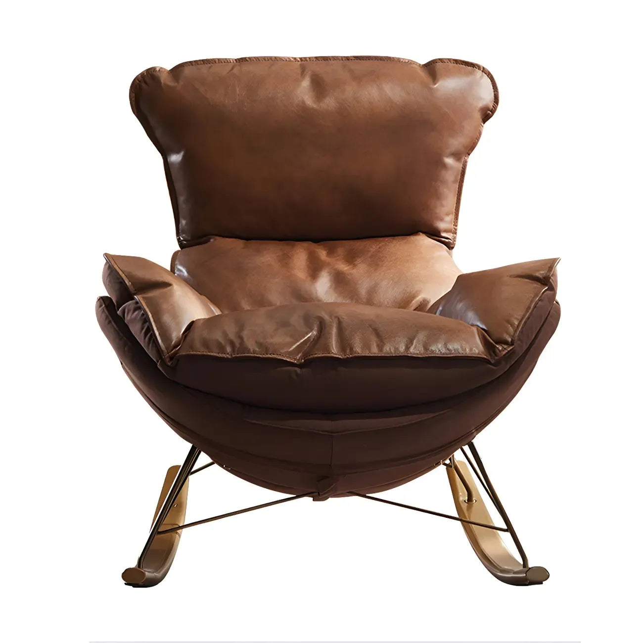 Brown Modern Upholstered Rocking Chair with Ottoman for Indoor