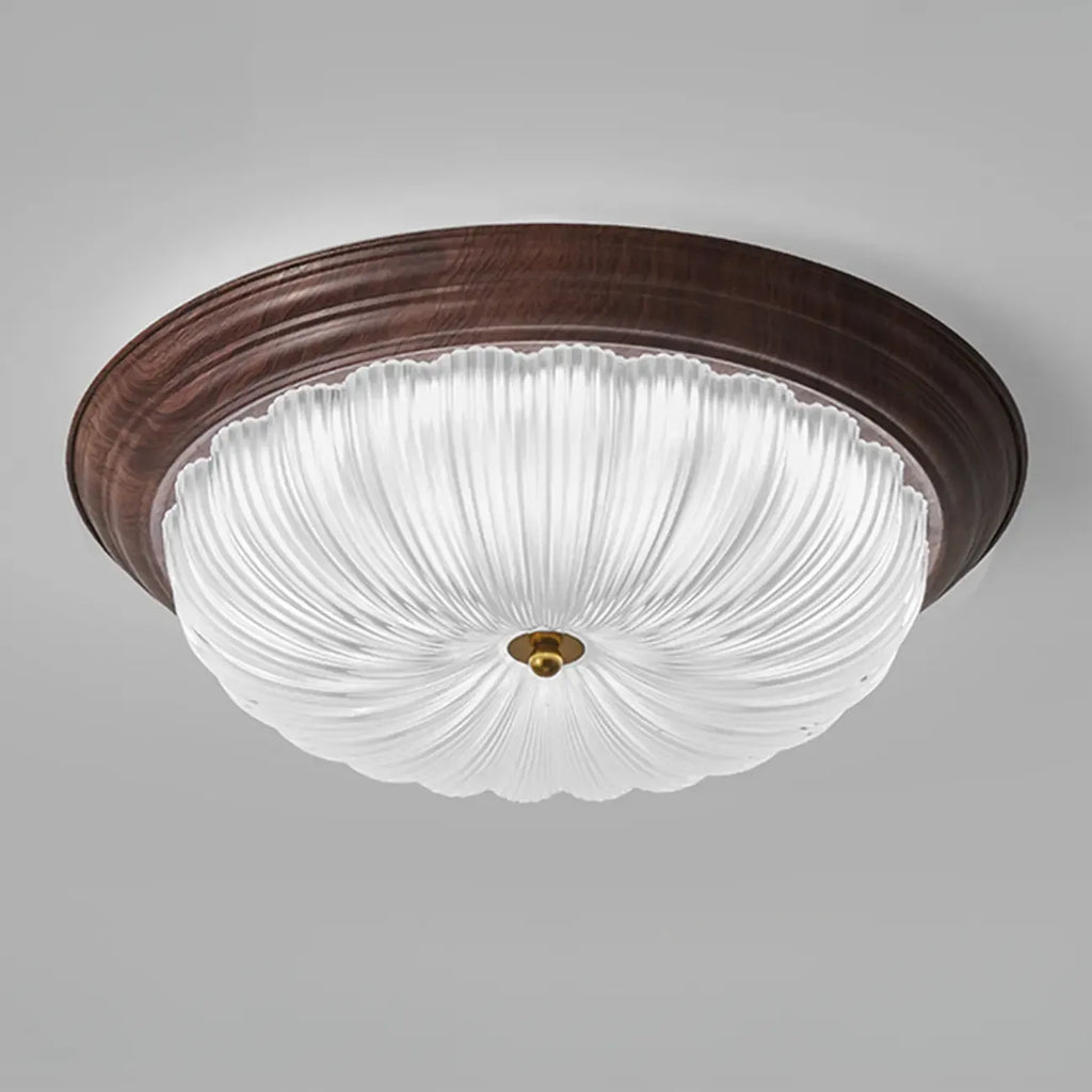 Vintage Glass Brown Flush Mount Dimmable LED Ceiling Light