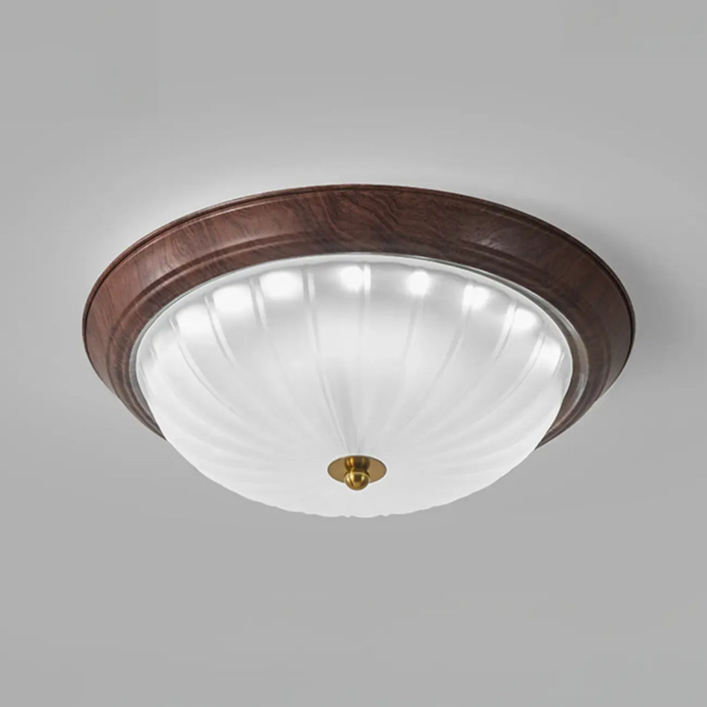 Vintage Glass Brown Flush Mount Dimmable LED Ceiling Light