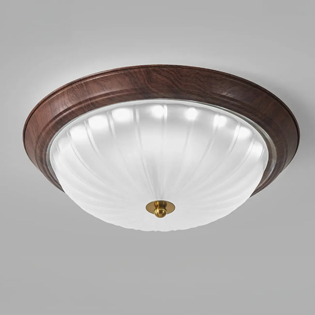 Vintage Glass Brown Flush Mount Dimmable LED Ceiling Light