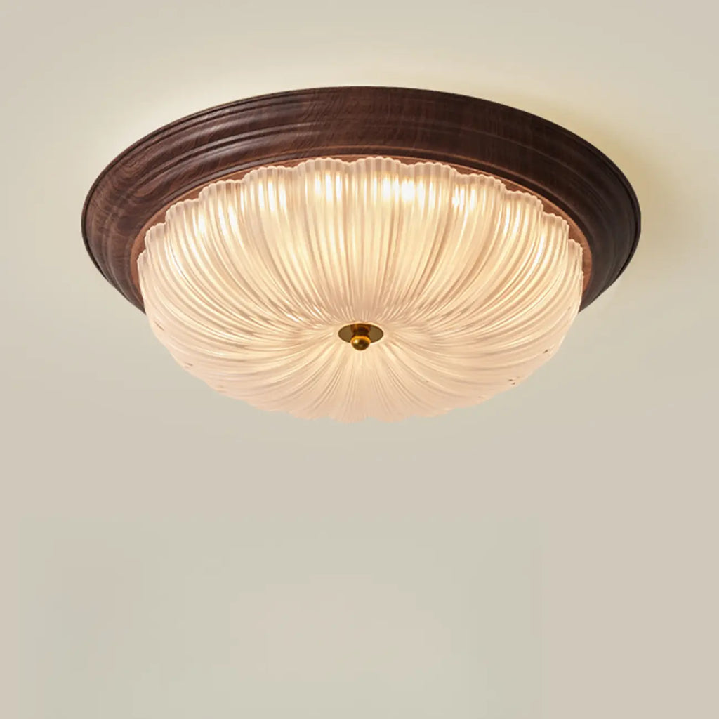 Vintage Glass Brown Flush Mount Dimmable LED Ceiling Light