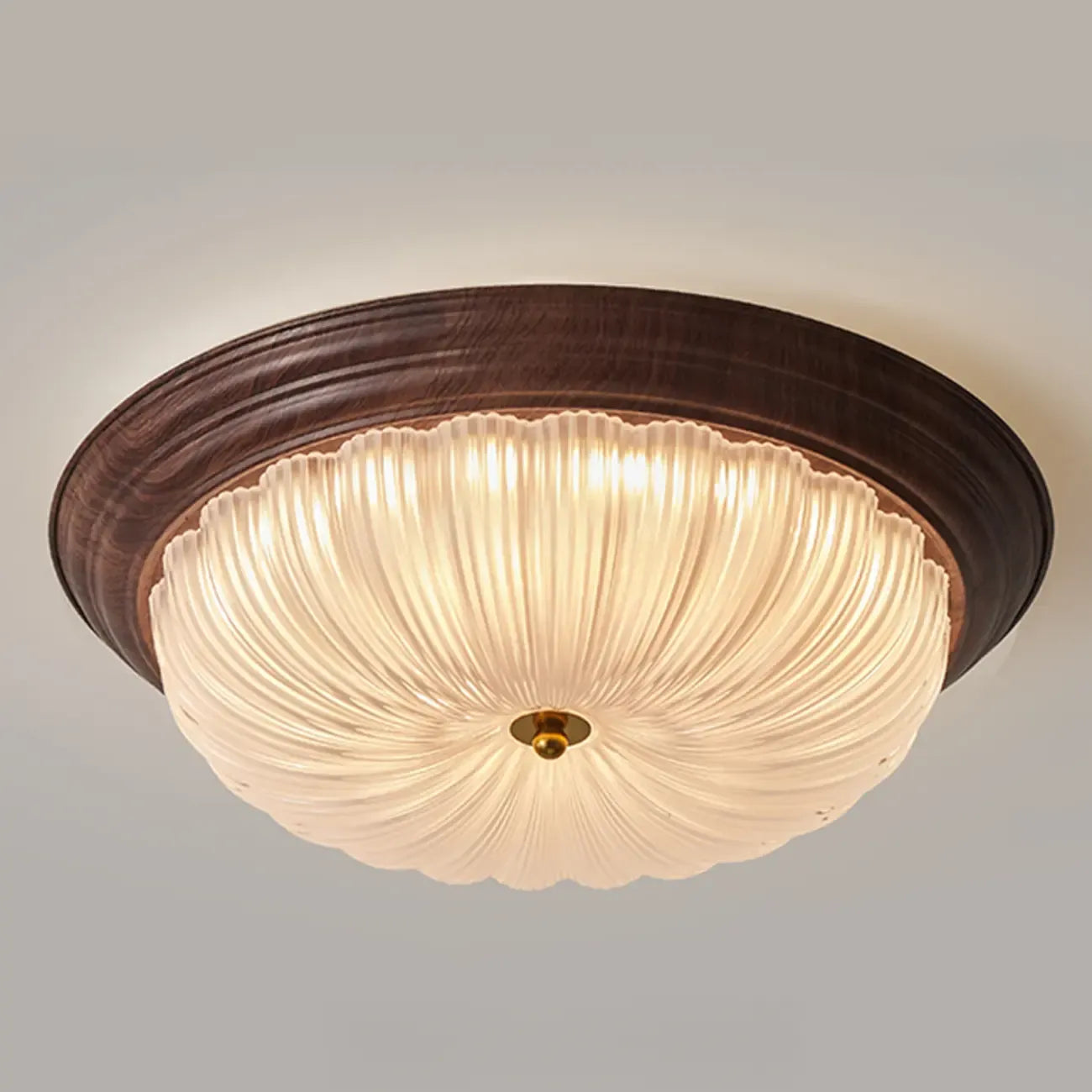 Vintage Glass Brown Flush Mount Dimmable LED Ceiling Light