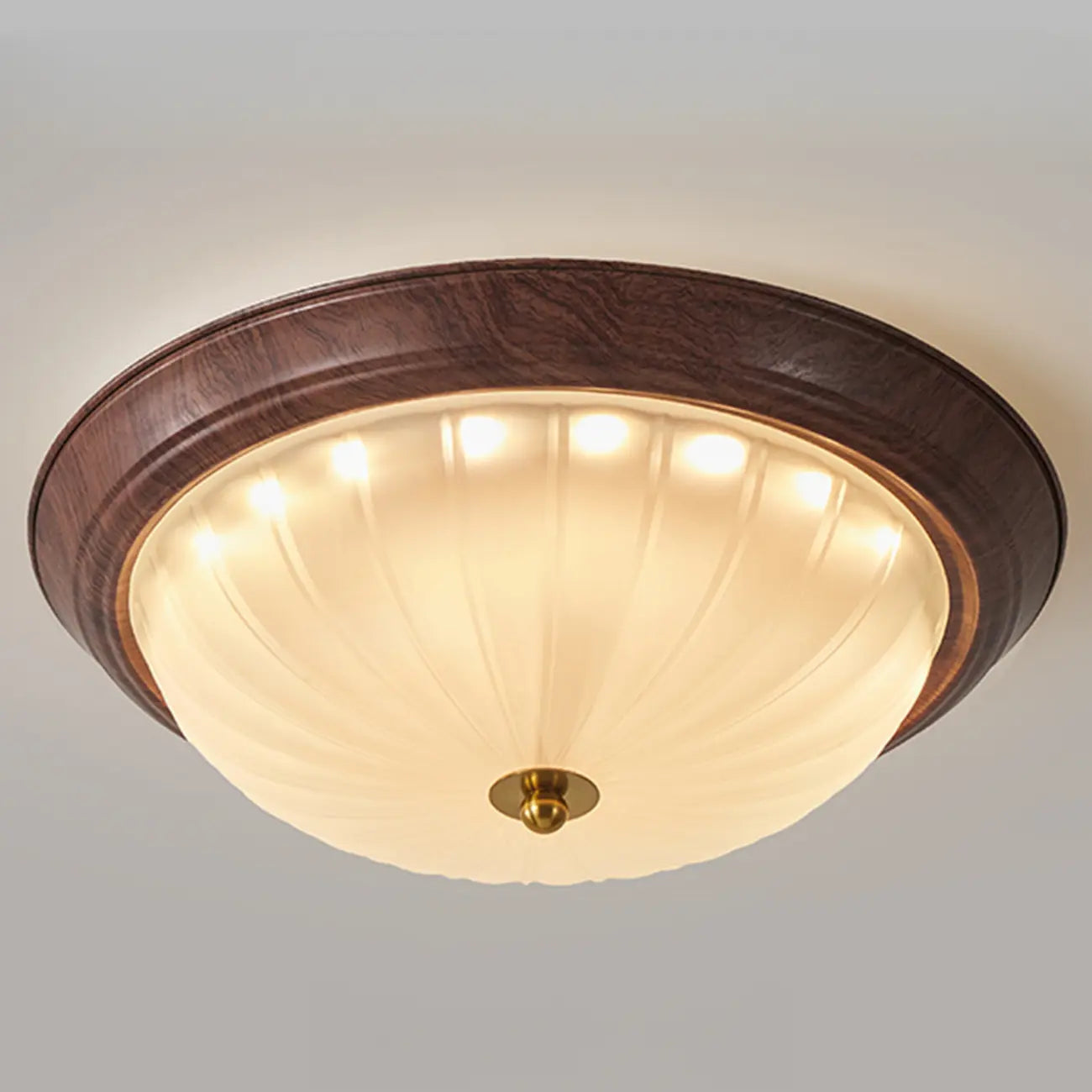 Vintage Glass Brown Flush Mount Dimmable LED Ceiling Light