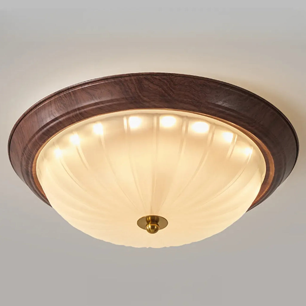 Vintage Glass Brown Flush Mount Dimmable LED Ceiling Light