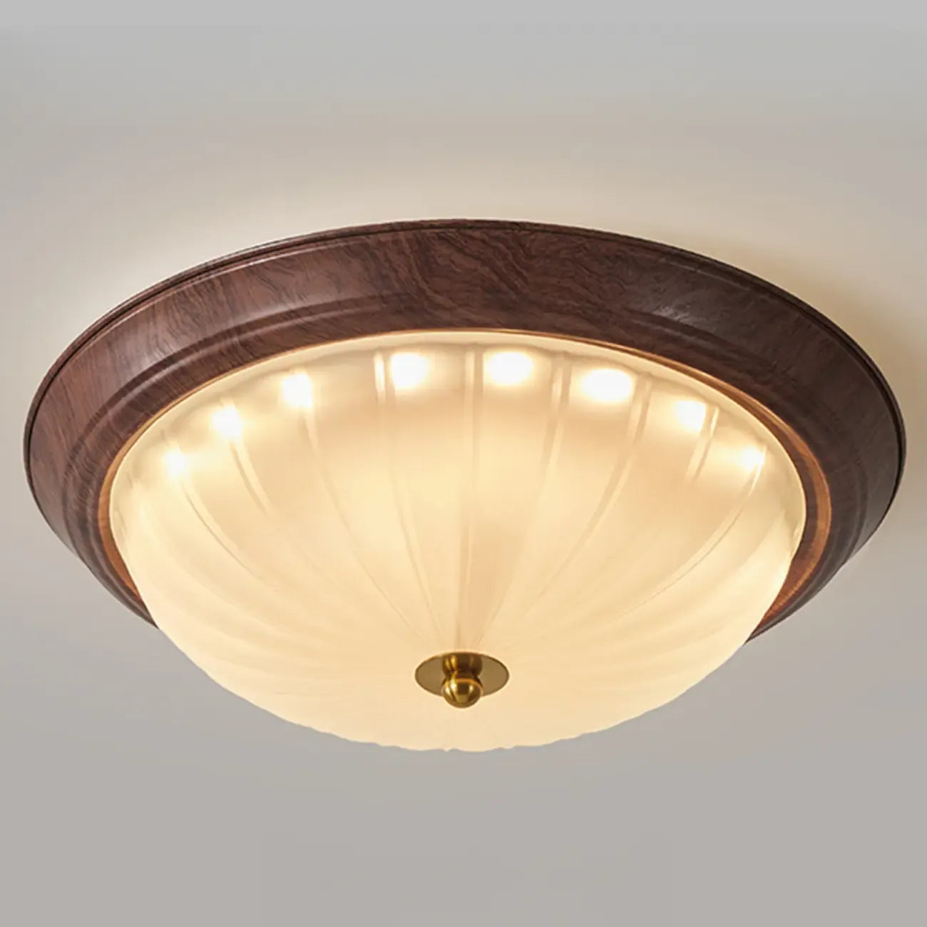 Vintage Glass Brown Flush Mount Dimmable LED Ceiling Light