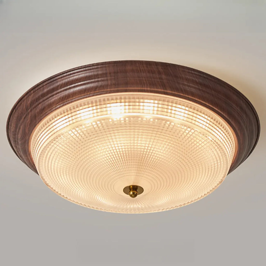 Vintage Glass Brown Flush Mount Dimmable LED Ceiling Light