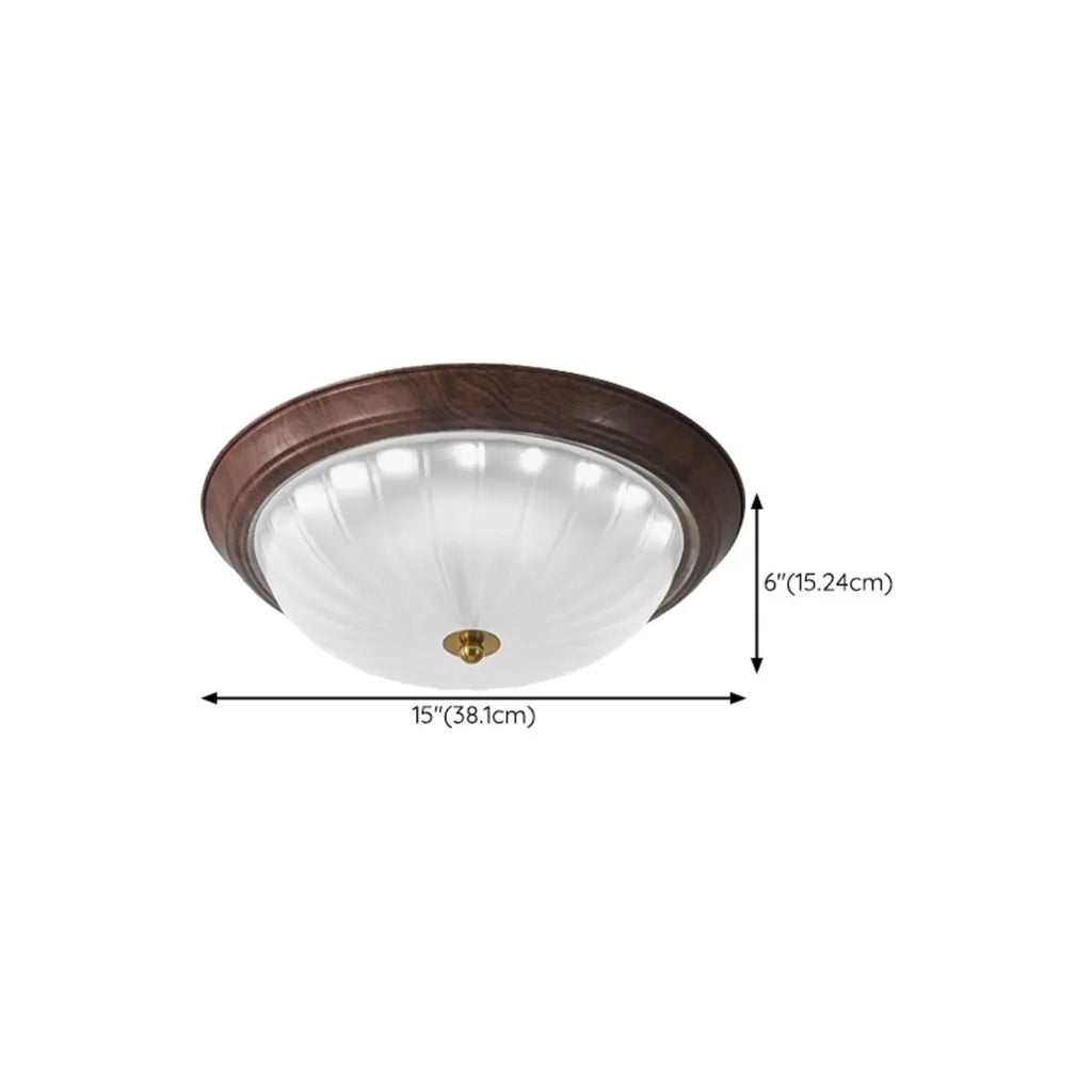 Vintage Glass Brown Flush Mount Dimmable LED Ceiling Light