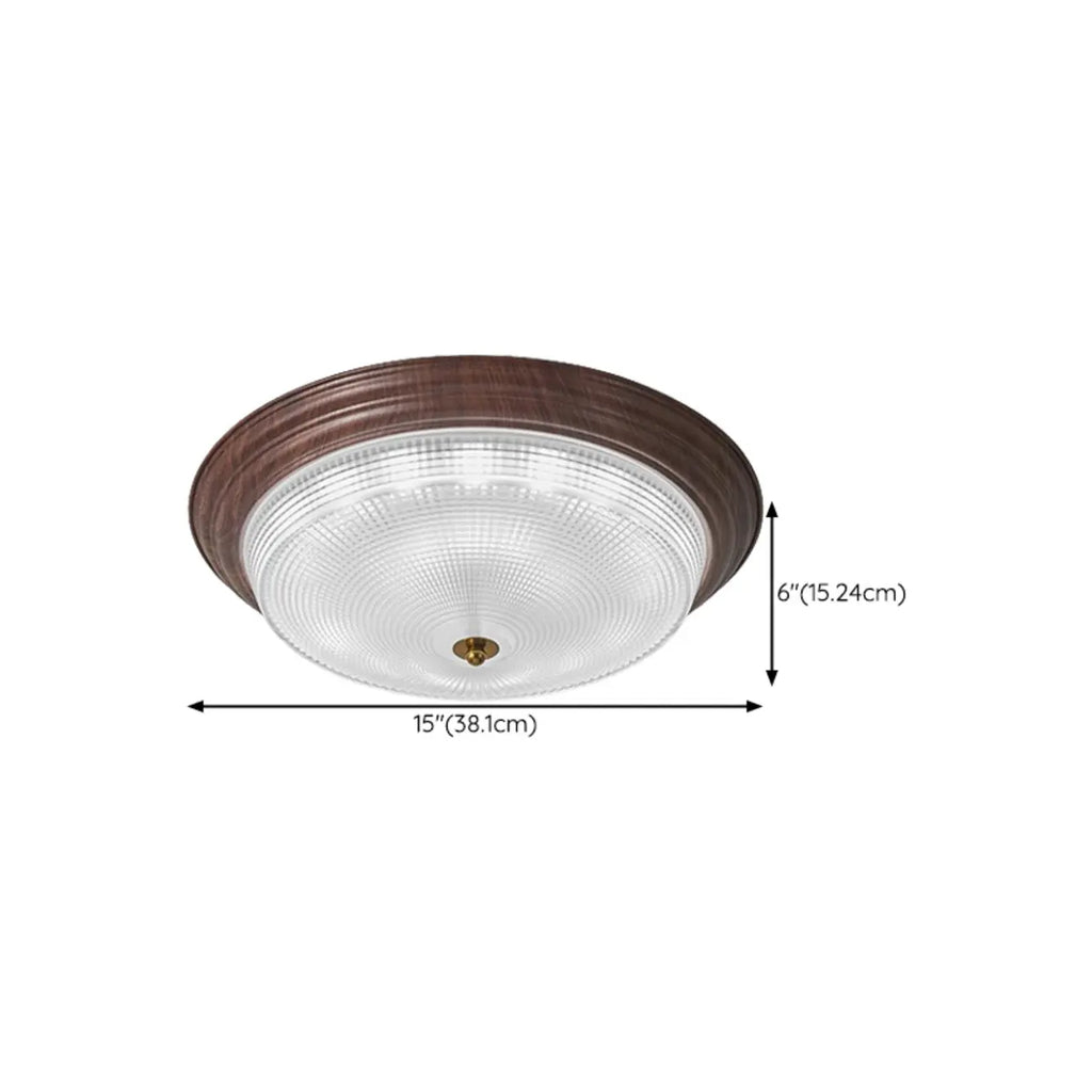 Vintage Glass Brown Flush Mount Dimmable LED Ceiling Light