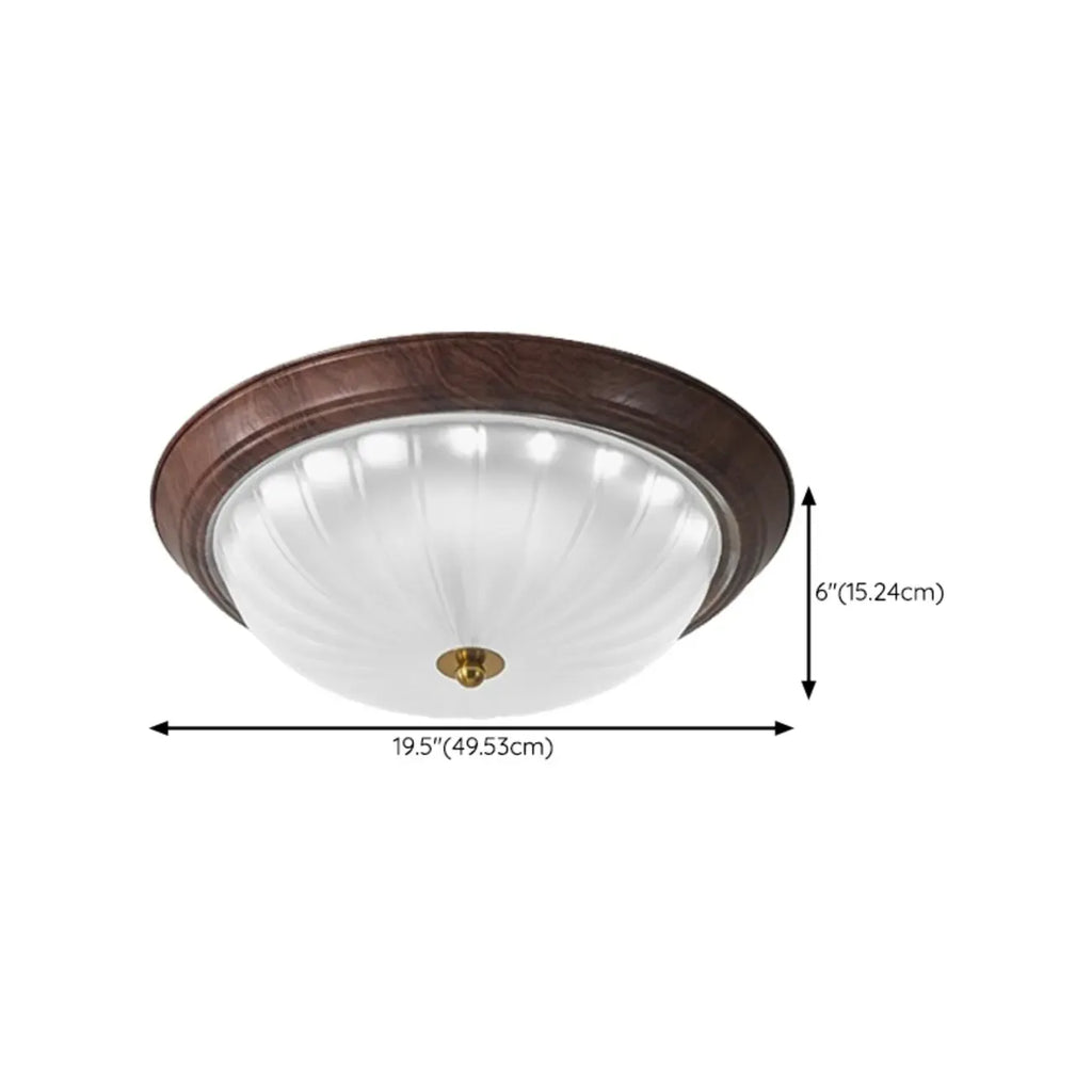 Vintage Glass Brown Flush Mount Dimmable LED Ceiling Light