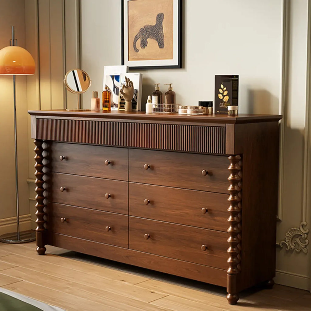 Elegant Wooden Double Dresser with 5-Drawers for Bedroom