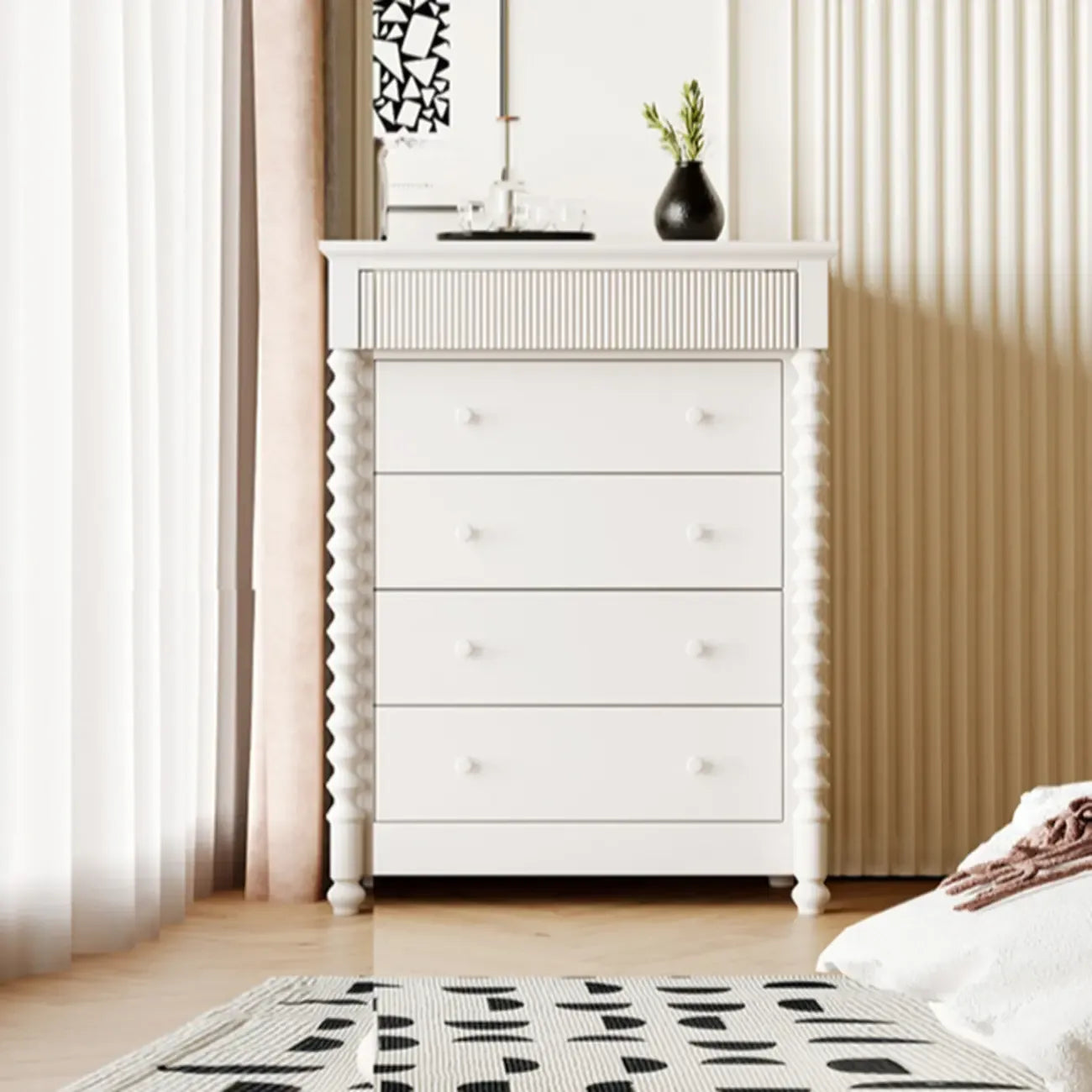 Elegant Wooden Double Dresser with 5-Drawers for Bedroom