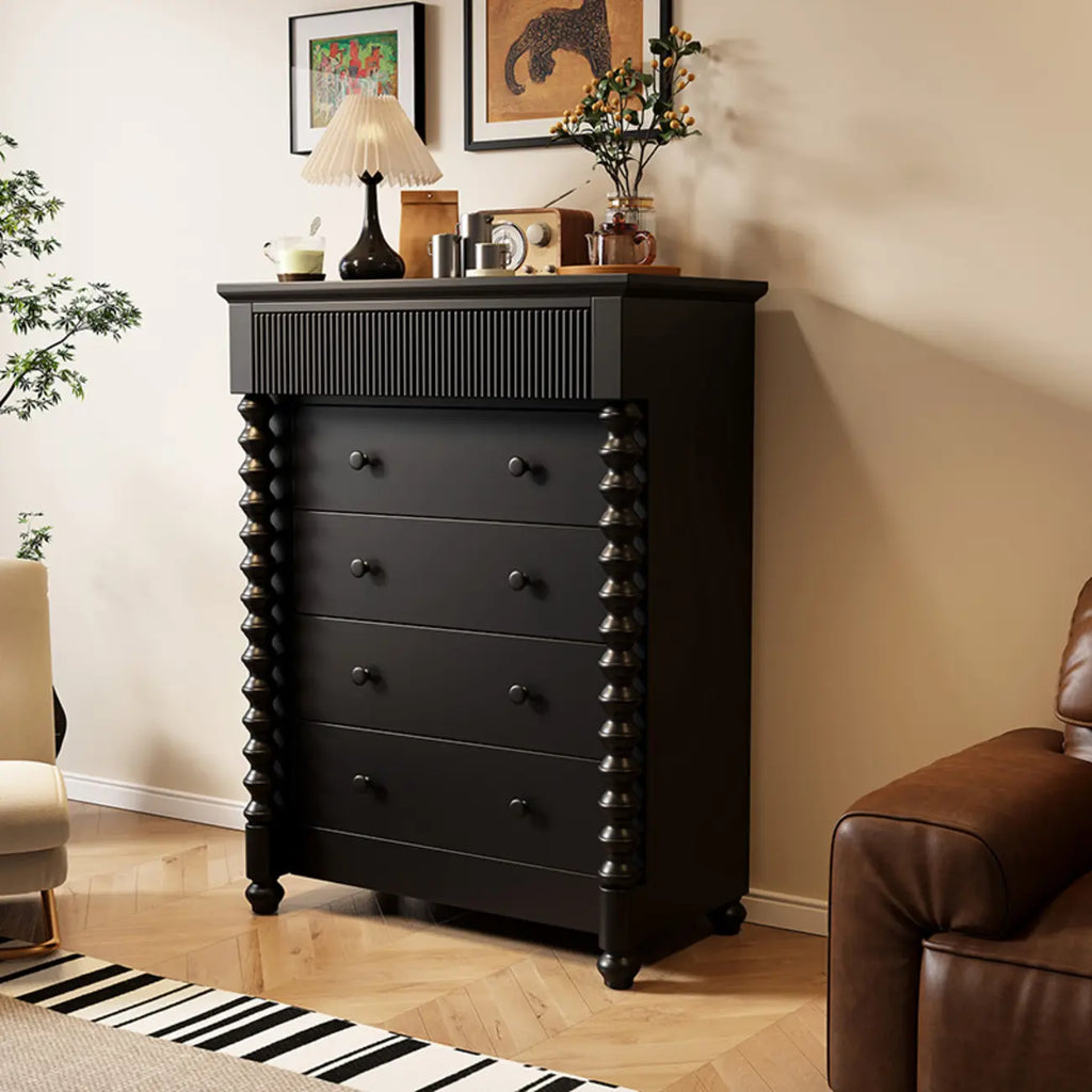 Elegant Wooden Double Dresser with 5-Drawers for Bedroom