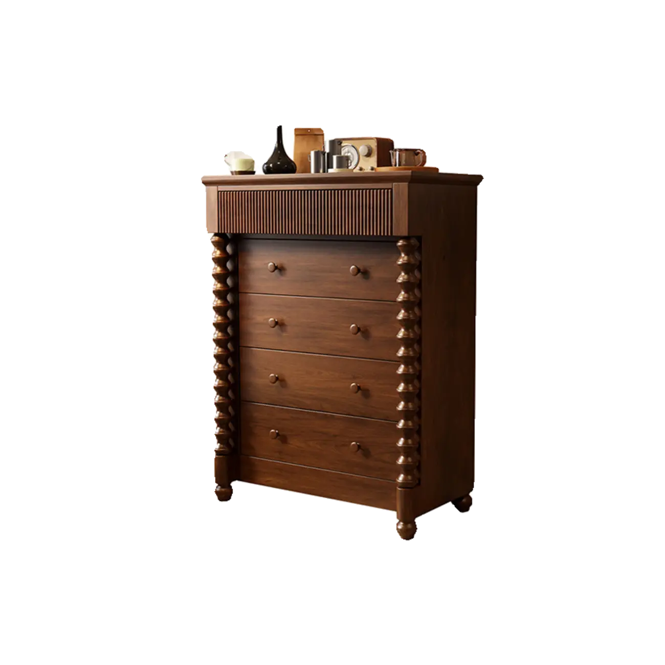 Elegant Wooden Double Dresser with 5-Drawers for Bedroom