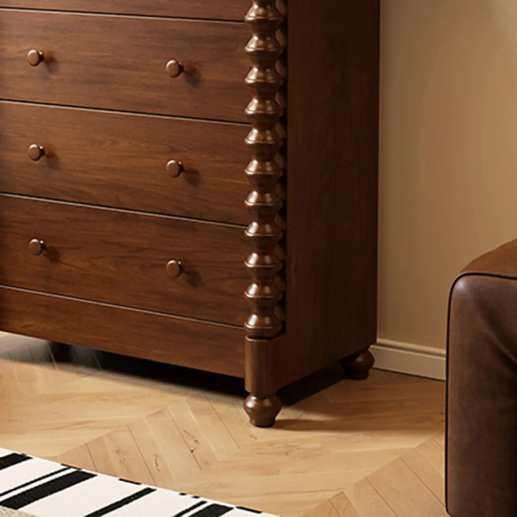 Elegant Wooden Double Dresser with 5-Drawers for Bedroom