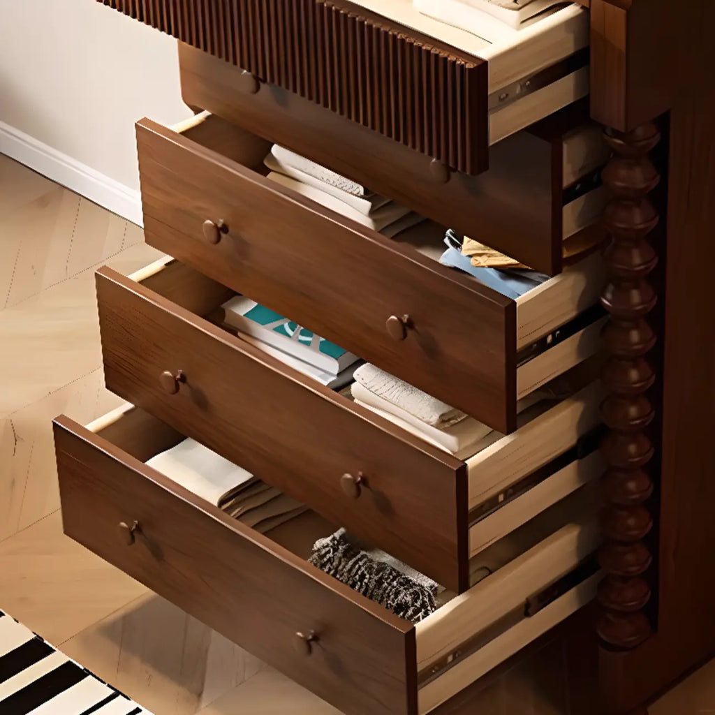 Elegant Wooden Double Dresser with 5-Drawers for Bedroom