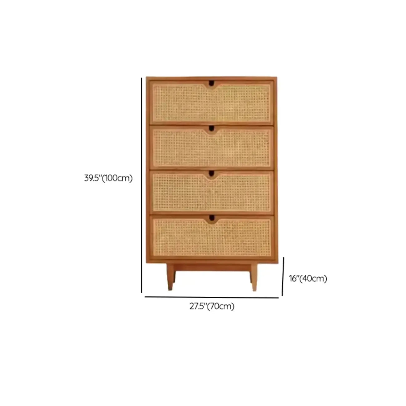 Tropical Brown Wooden 3 Drawers Rattan Chest for Storage