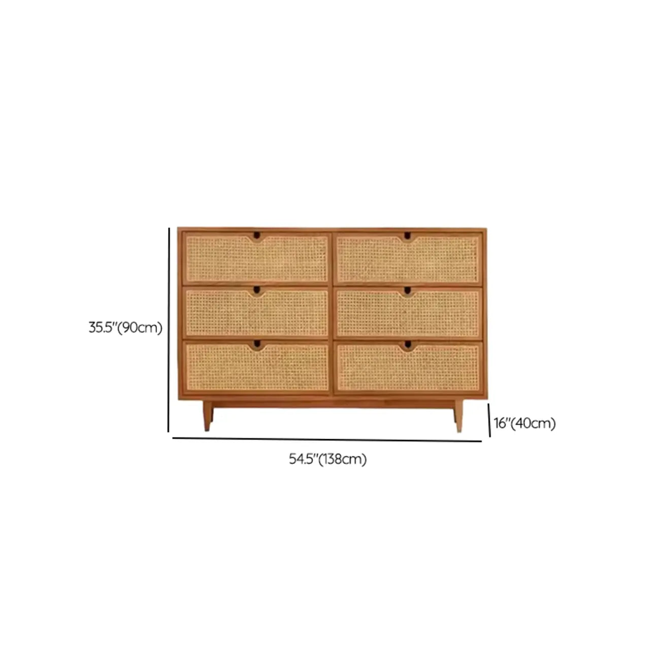 Tropical Brown Wooden 3 Drawers Rattan Chest for Storage