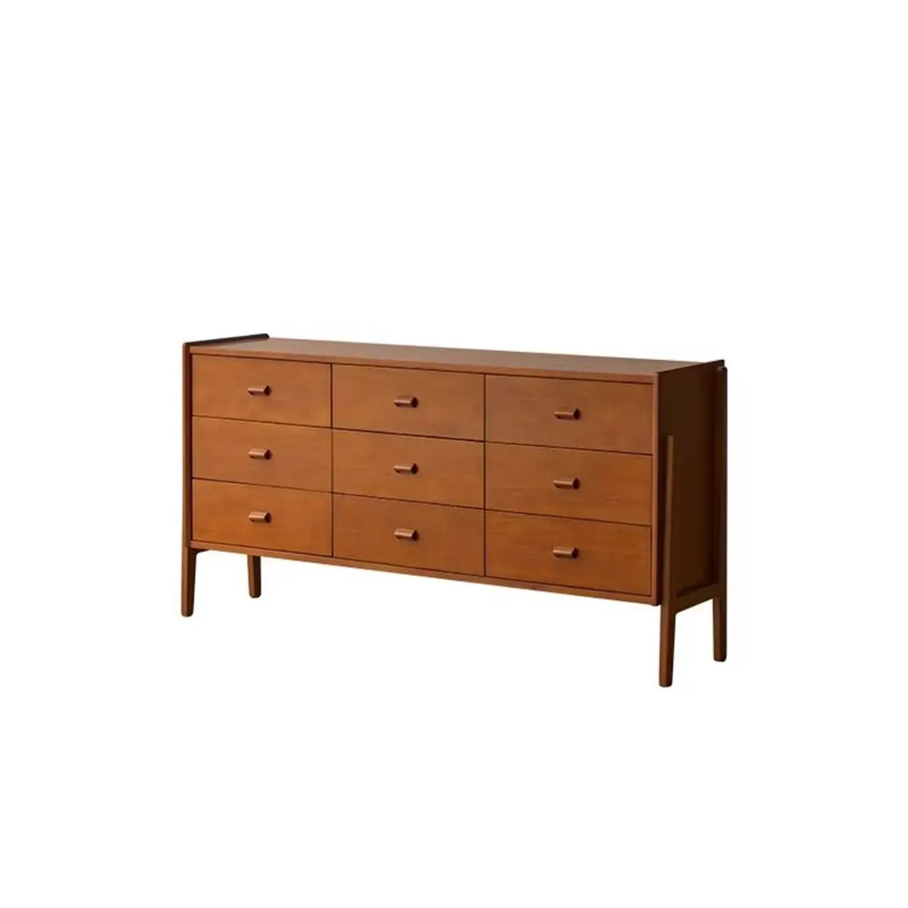 Minimalist Brown Wooden Dresser with Drawers for Bedroom