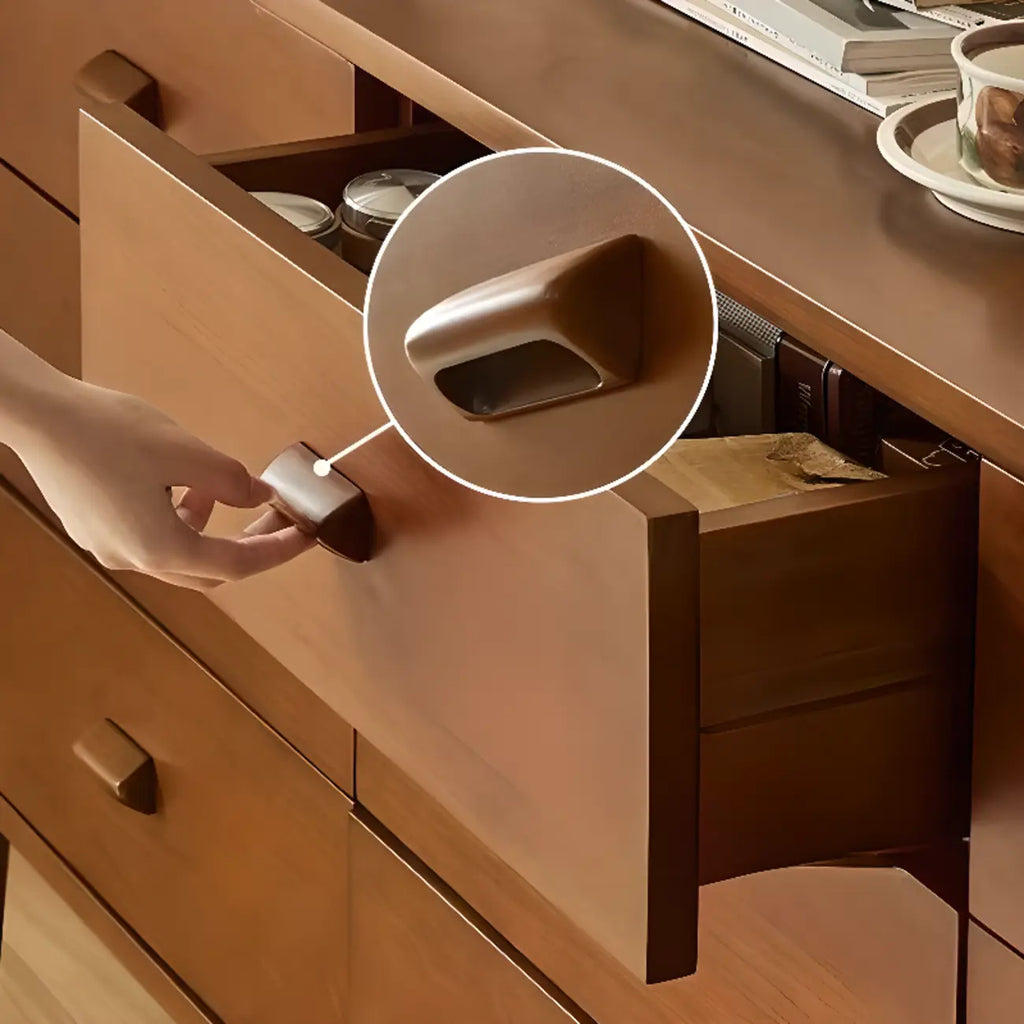 Minimalist Brown Wooden Dresser with Drawers for Bedroom
