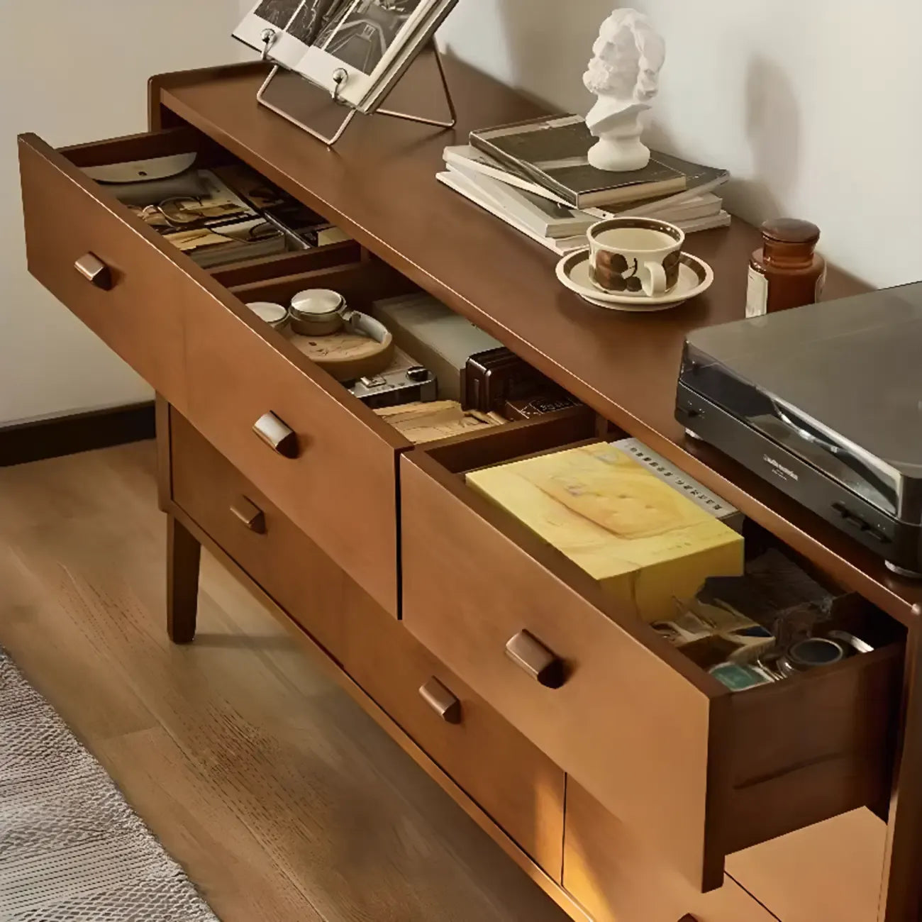 Minimalist Brown Wooden Dresser with Drawers for Bedroom