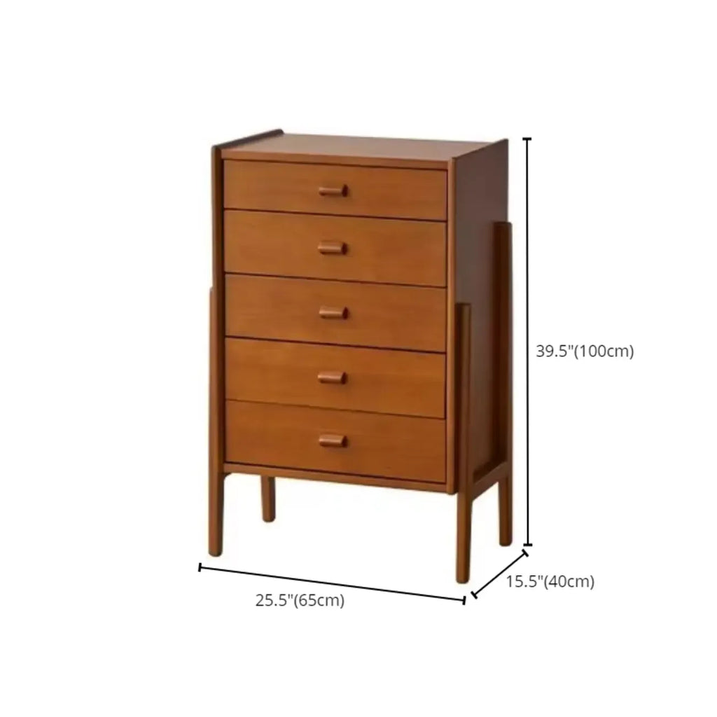 Minimalist Brown Wooden Dresser with Drawers for Bedroom