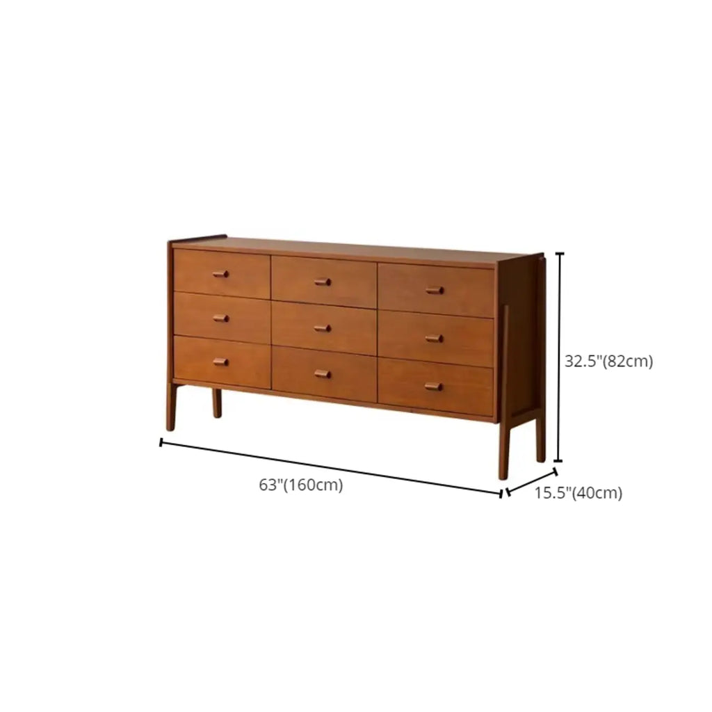 Minimalist Brown Wooden Dresser with Drawers for Bedroom