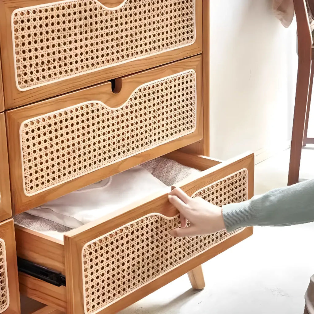 Tropical Natural Woven Double Layer Chest with 6-Drawers