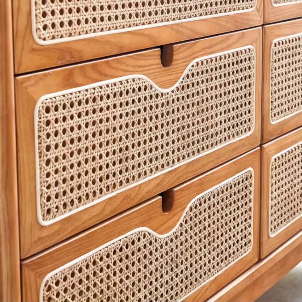 Tropical Natural Woven Double Layer Chest with 6-Drawers