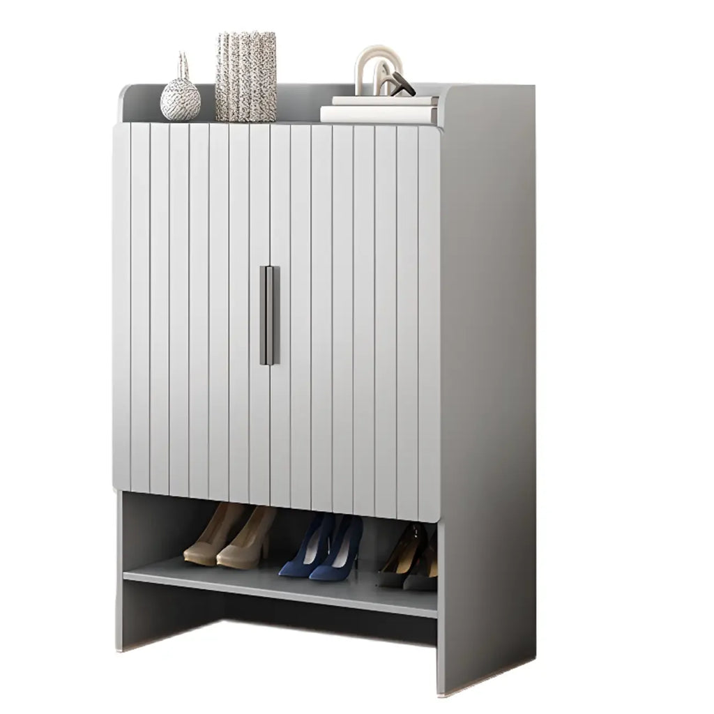 Vertical Wooden White Shoe Cabinet with Doors