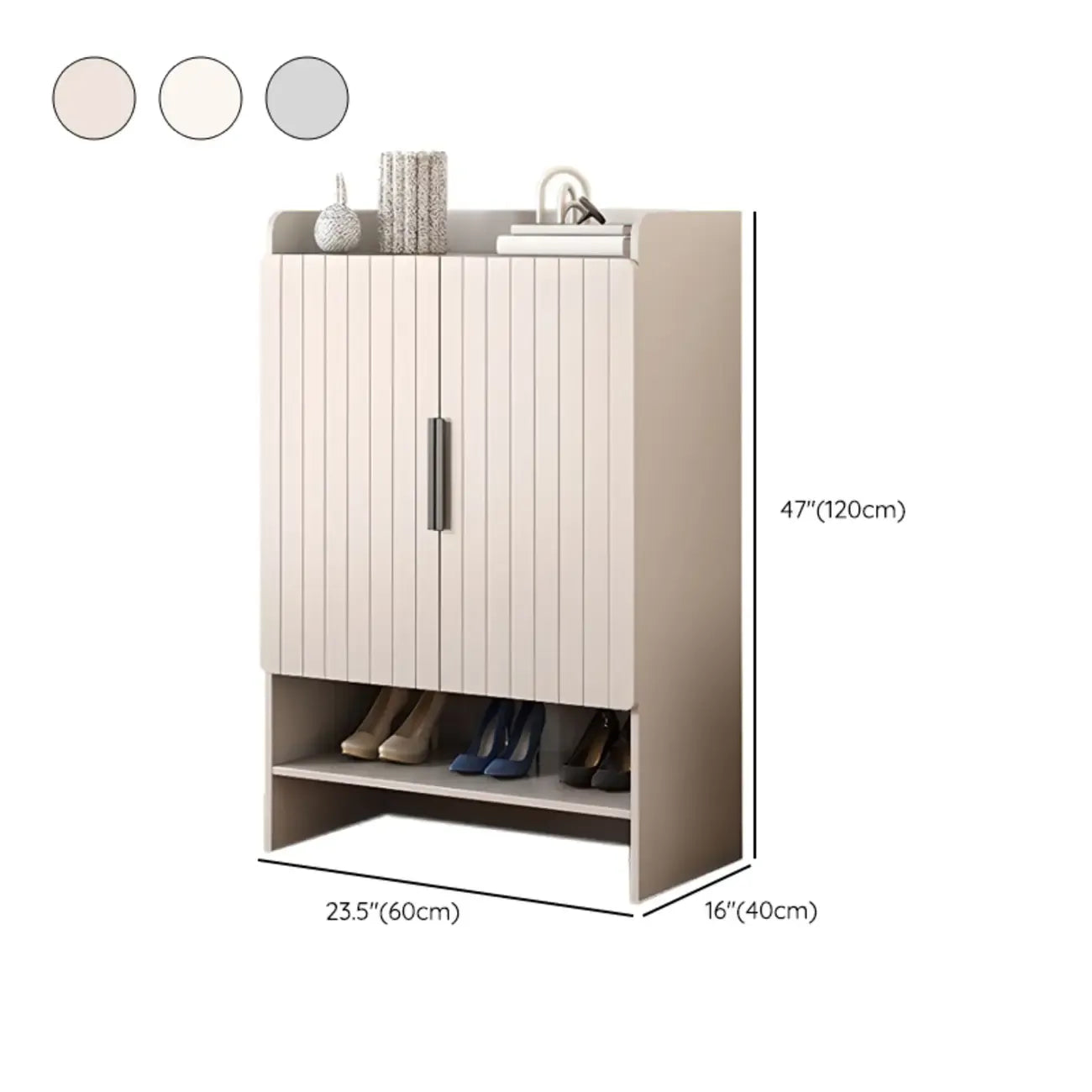 Vertical Wooden White Shoe Cabinet with Doors