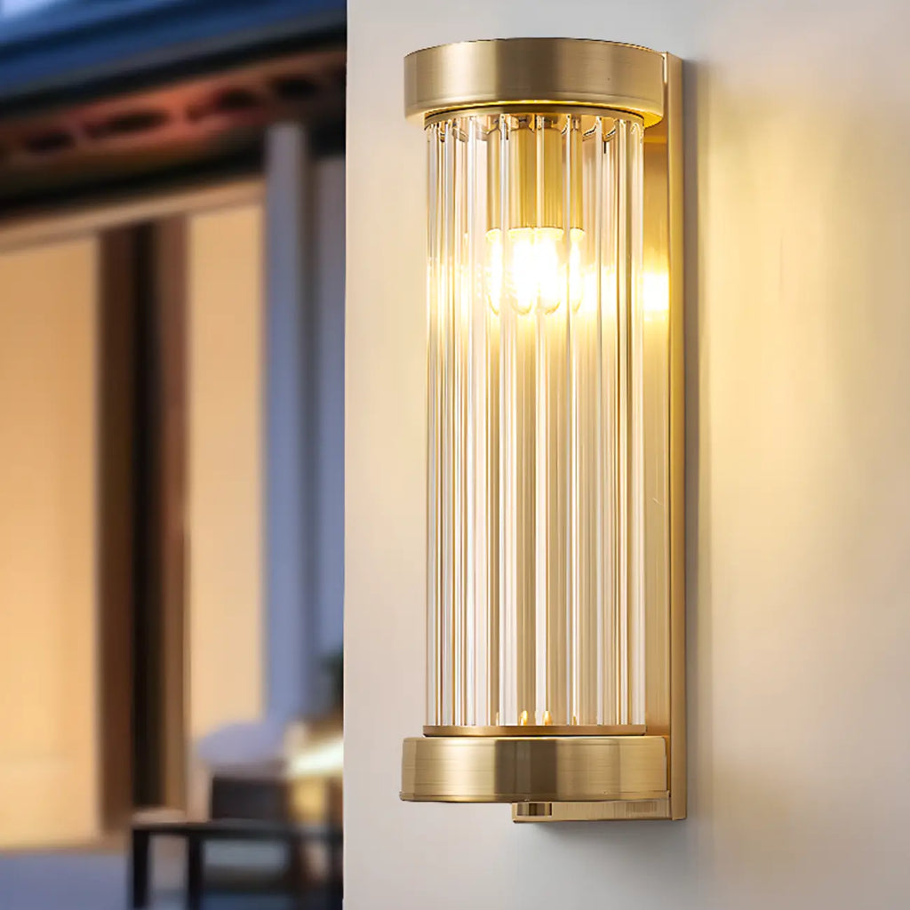 Modern Outdoor Cylinder Wall Sconce with Clear Shade