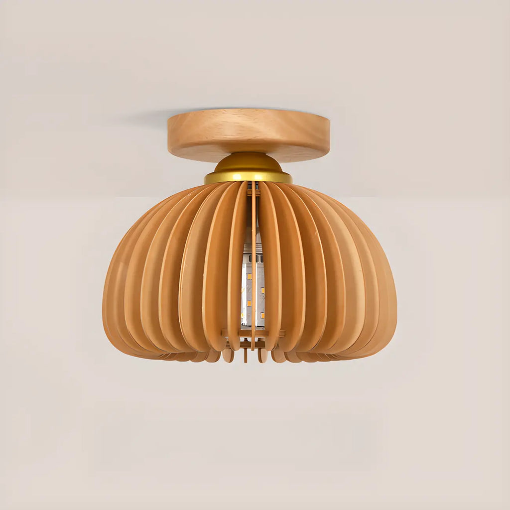 Natural Finish Dome Semi Flush Ceiling Light for Living Room