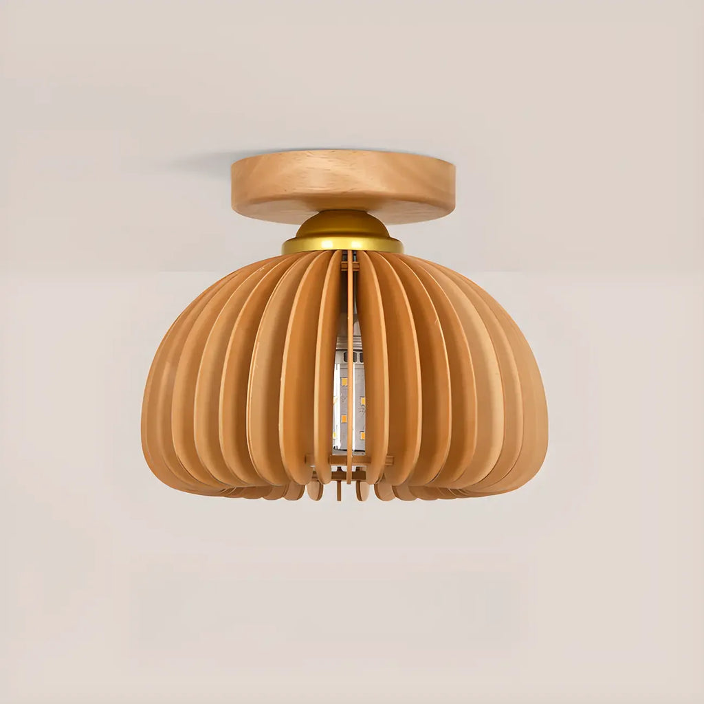 Natural Finish Dome Semi Flush Ceiling Light for Living Room