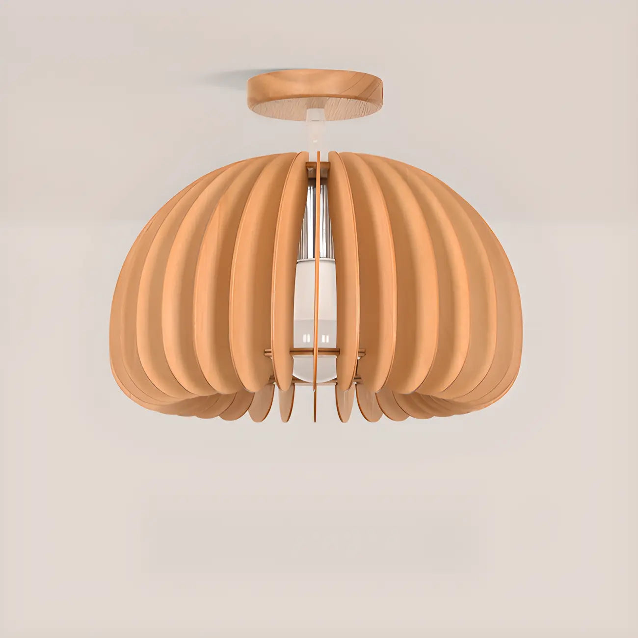Natural Finish Dome Semi Flush Ceiling Light for Living Room