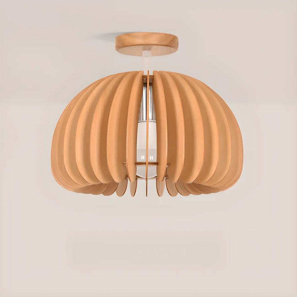 Natural Finish Dome Semi Flush Ceiling Light for Living Room