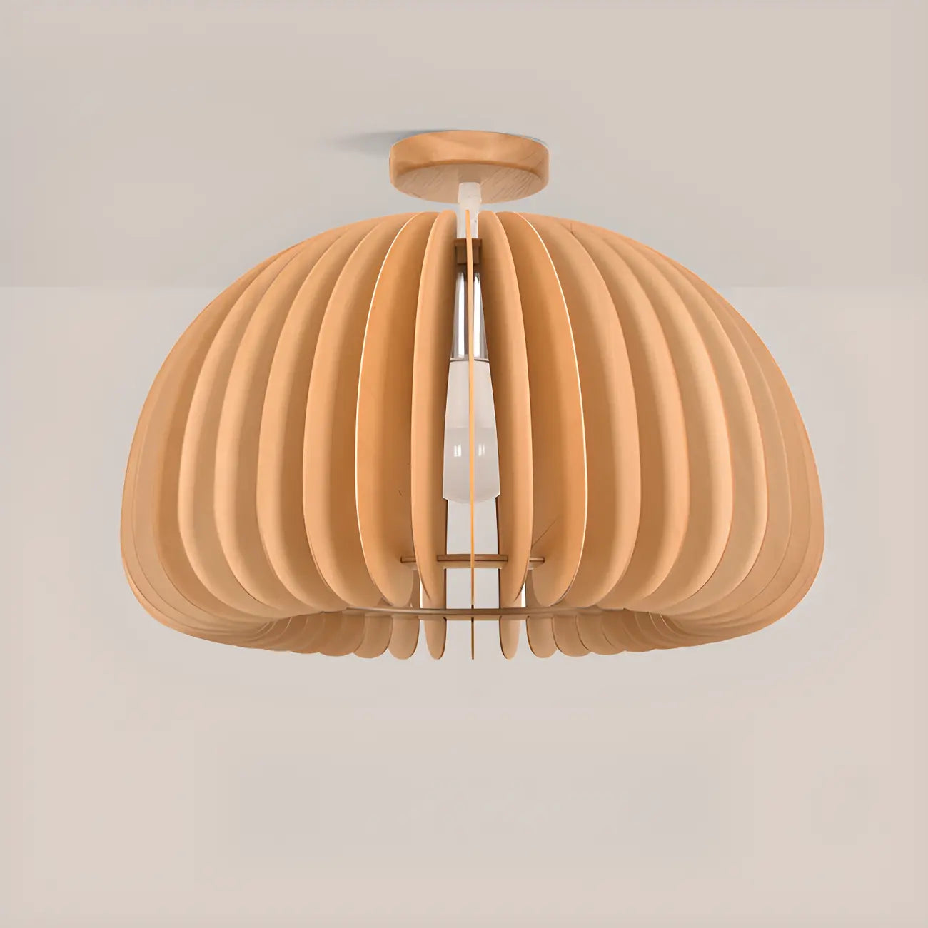 Natural Finish Dome Semi Flush Ceiling Light for Living Room