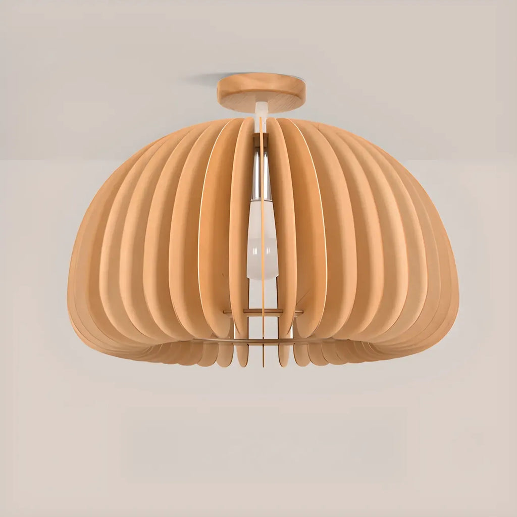 Natural Finish Dome Semi Flush Ceiling Light for Living Room